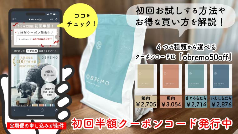 オブレモのお試しはクーポンコード入力で初回半額で買える！